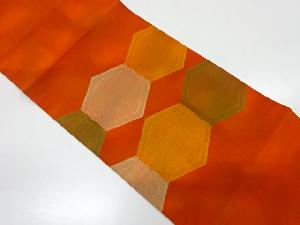 リサイクル　亀甲模様織り出し開き名古屋帯（額縁仕立て）